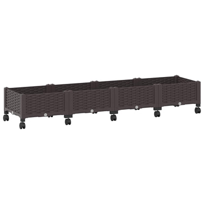 vidaXL Garden Planter with Wheels Brown 160 x 40 x 29 cm PP 2