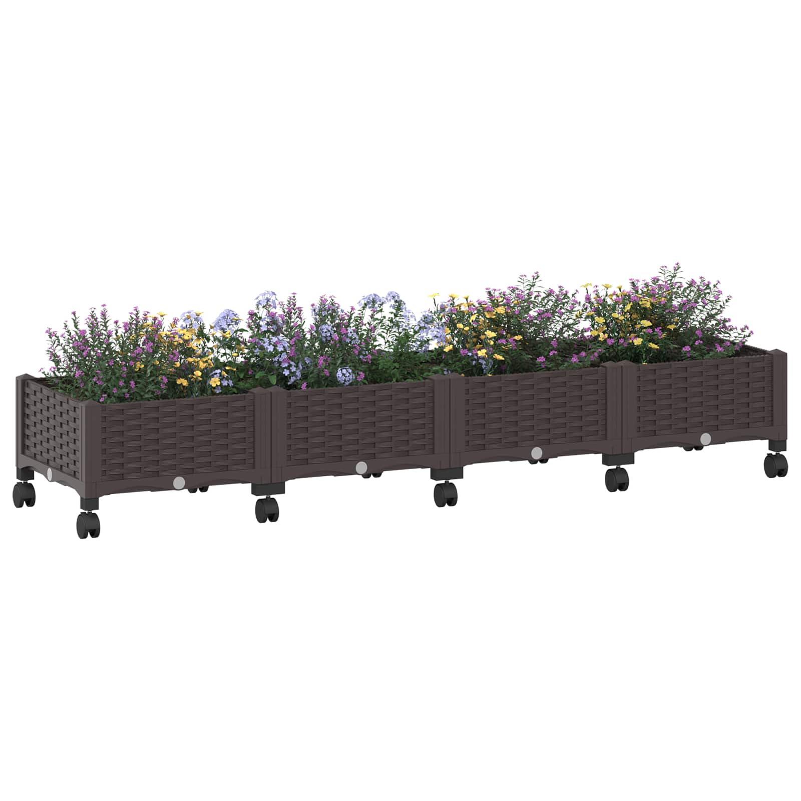 vidaXL Garden Planter with Wheels Brown 160 x 40 x 29 cm PP 3