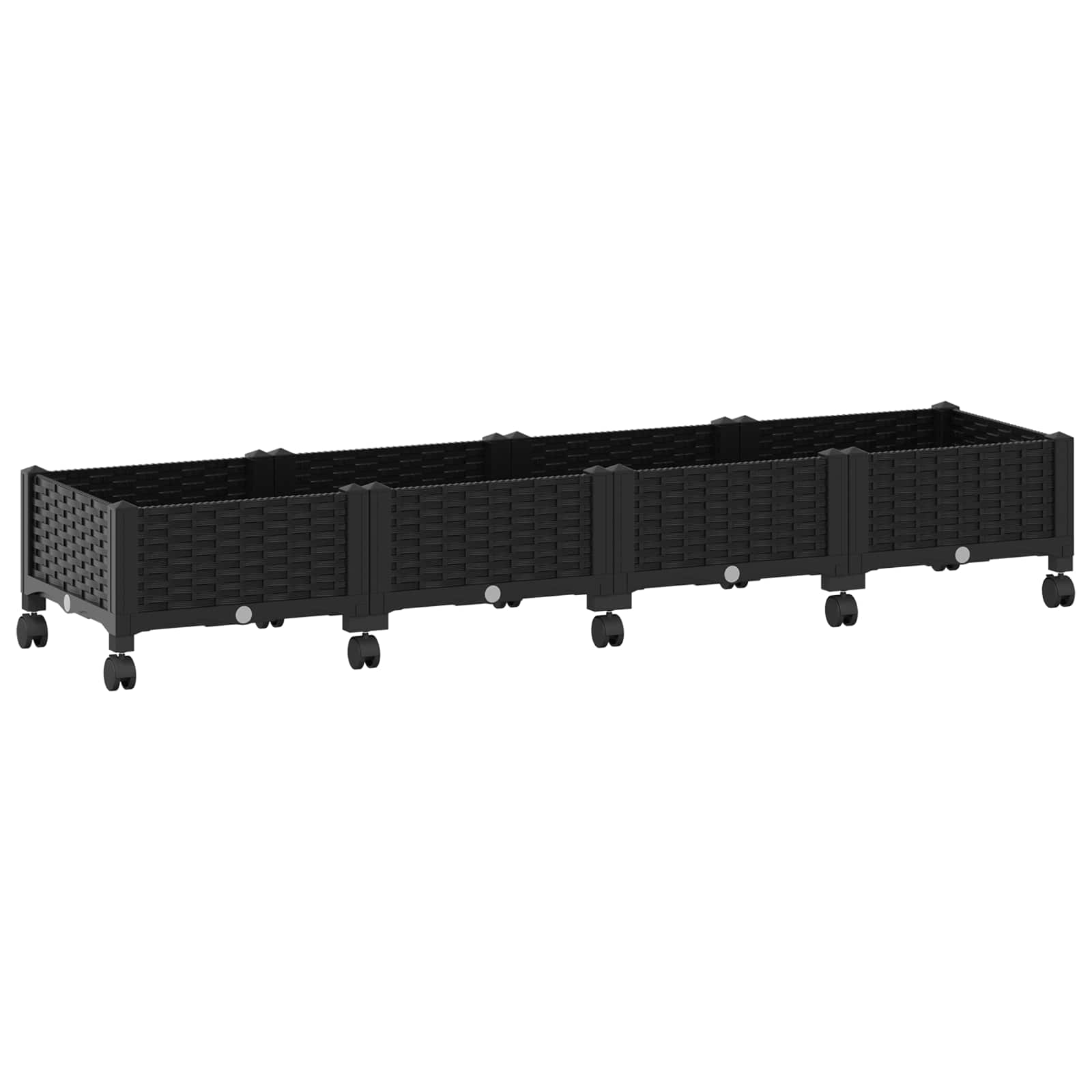 vidaXL Garden Planter with Wheels Black 160 x 40 x 29 cm PP 2