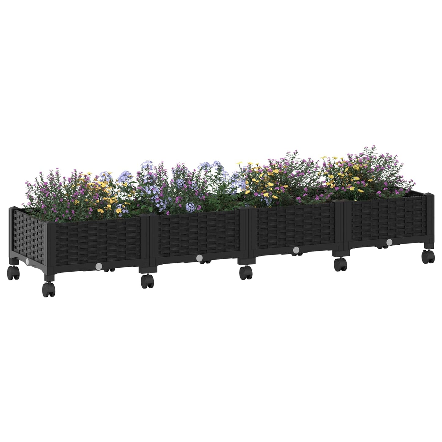 vidaXL Garden Planter with Wheels Black 160 x 40 x 29 cm PP 3