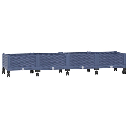 vidaXL Garden Planter with Wheels Blue Grey 160 x 40 x 33 cm PP 2