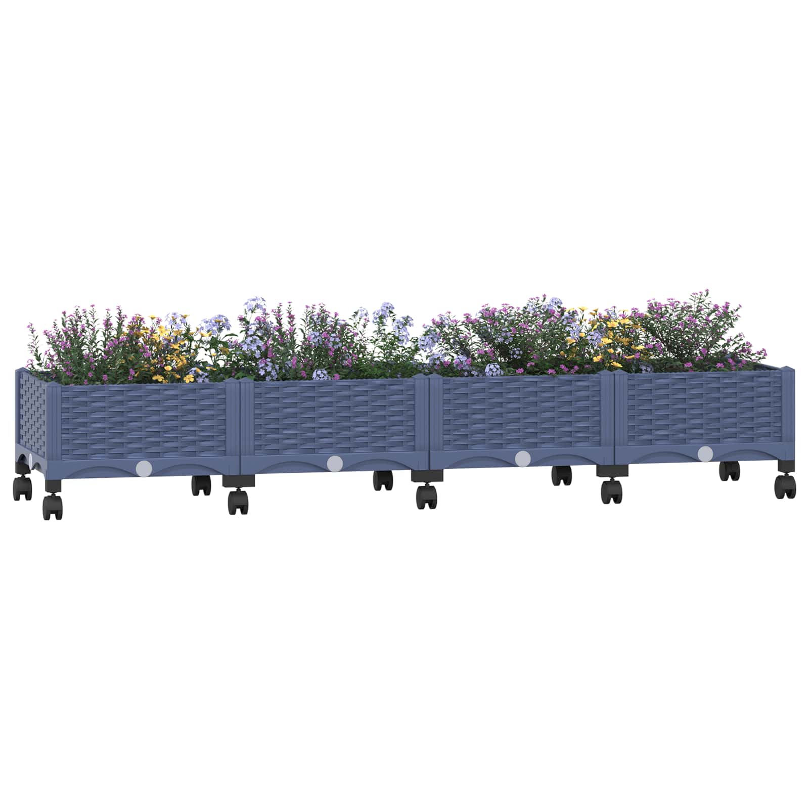 vidaXL Garden Planter with Wheels Blue Grey 160 x 40 x 33 cm PP 3