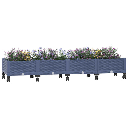 vidaXL Garden Planter with Wheels Blue Grey 160 x 40 x 33 cm PP 3