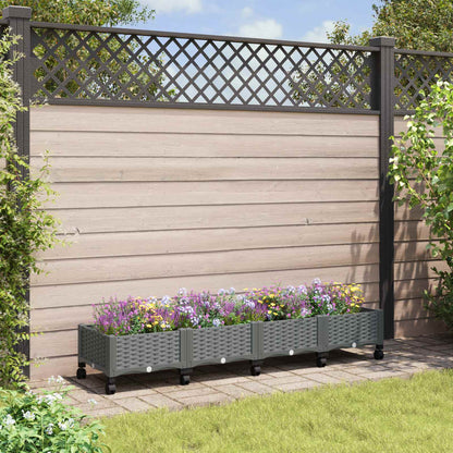 vidaXL Garden Planter with Wheels Light Grey 160 x 40 x 33 cm PP 1