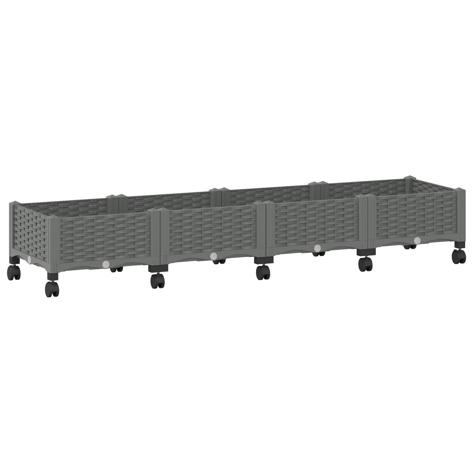 vidaXL Garden Planter with Wheels Light Grey 160 x 40 x 33 cm PP 2