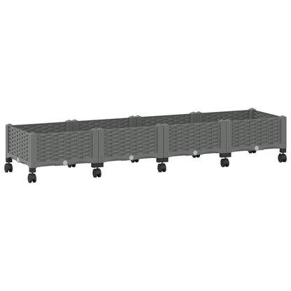 vidaXL Garden Planter with Wheels Light Grey 160 x 40 x 33 cm PP 2