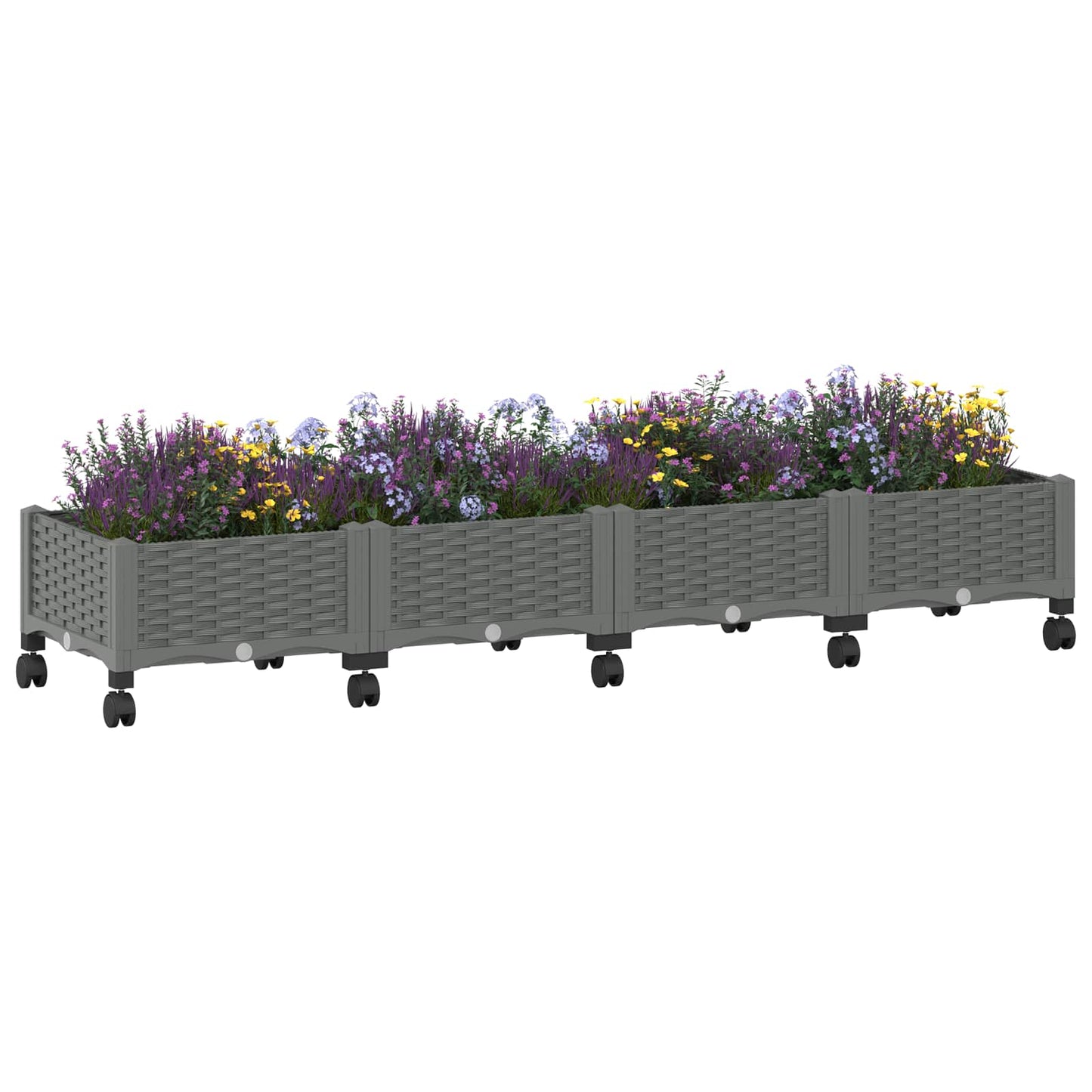 vidaXL Garden Planter with Wheels Light Grey 160 x 40 x 33 cm PP 3