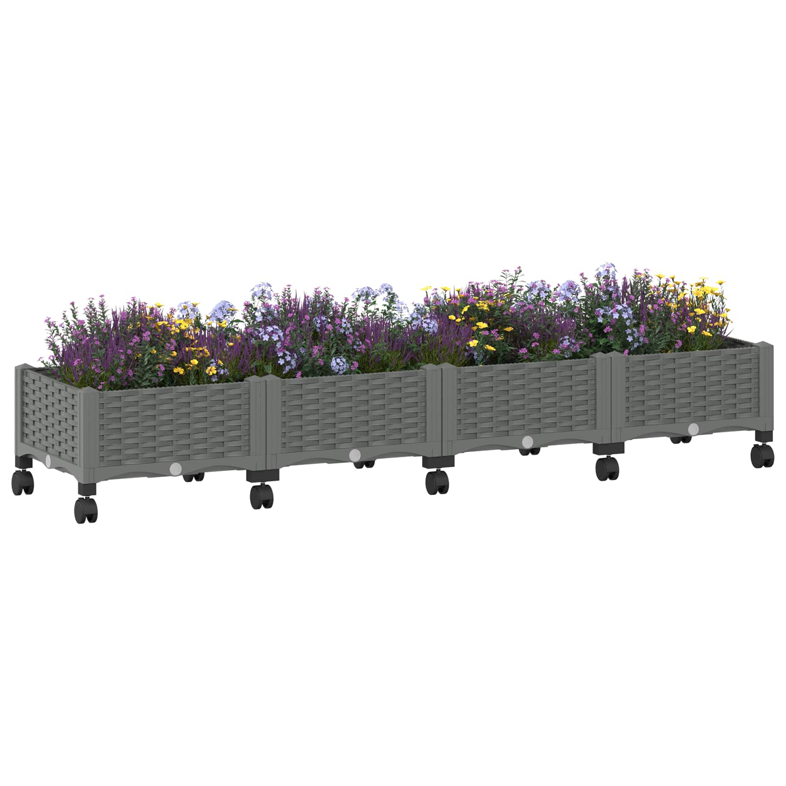 vidaXL Garden Planter with Wheels Light Grey 160 x 40 x 33 cm PP 3