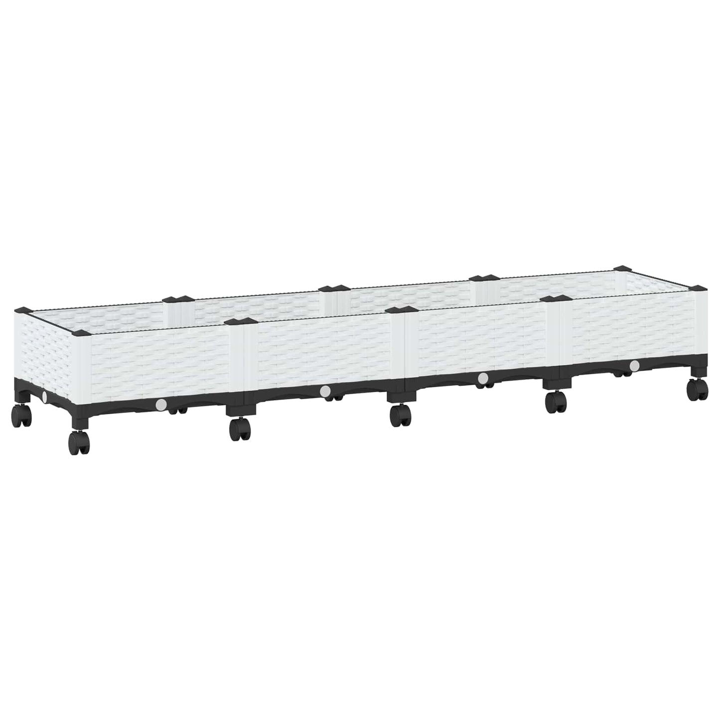 vidaXL Garden Planter with Wheels White 160 x 40 x 33 cm PP 2