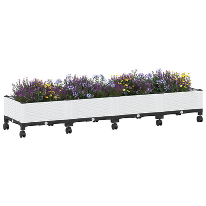 vidaXL Garden Planter with Wheels White 160 x 40 x 33 cm PP 3