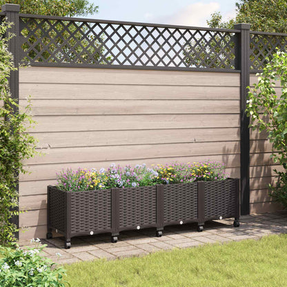 vidaXL Garden Planter 40 x 40 x 29 cm PP with Wheels Brown