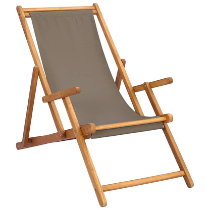 vidaXL Beach Chair Taupe Solid Teak Wood 2