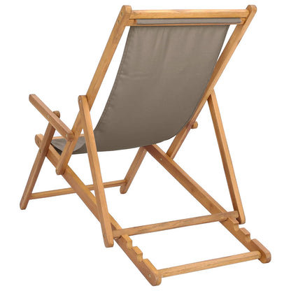 vidaXL Beach Chair Taupe Solid Teak Wood 5