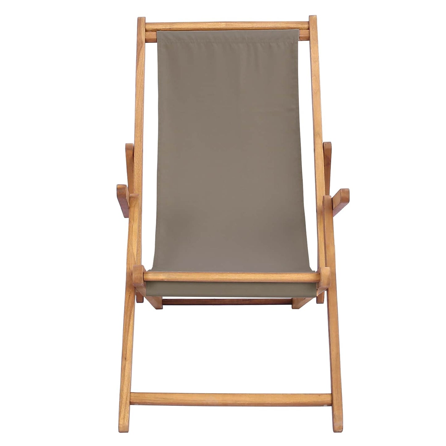 vidaXL Beach Chair Taupe Solid Teak Wood 3