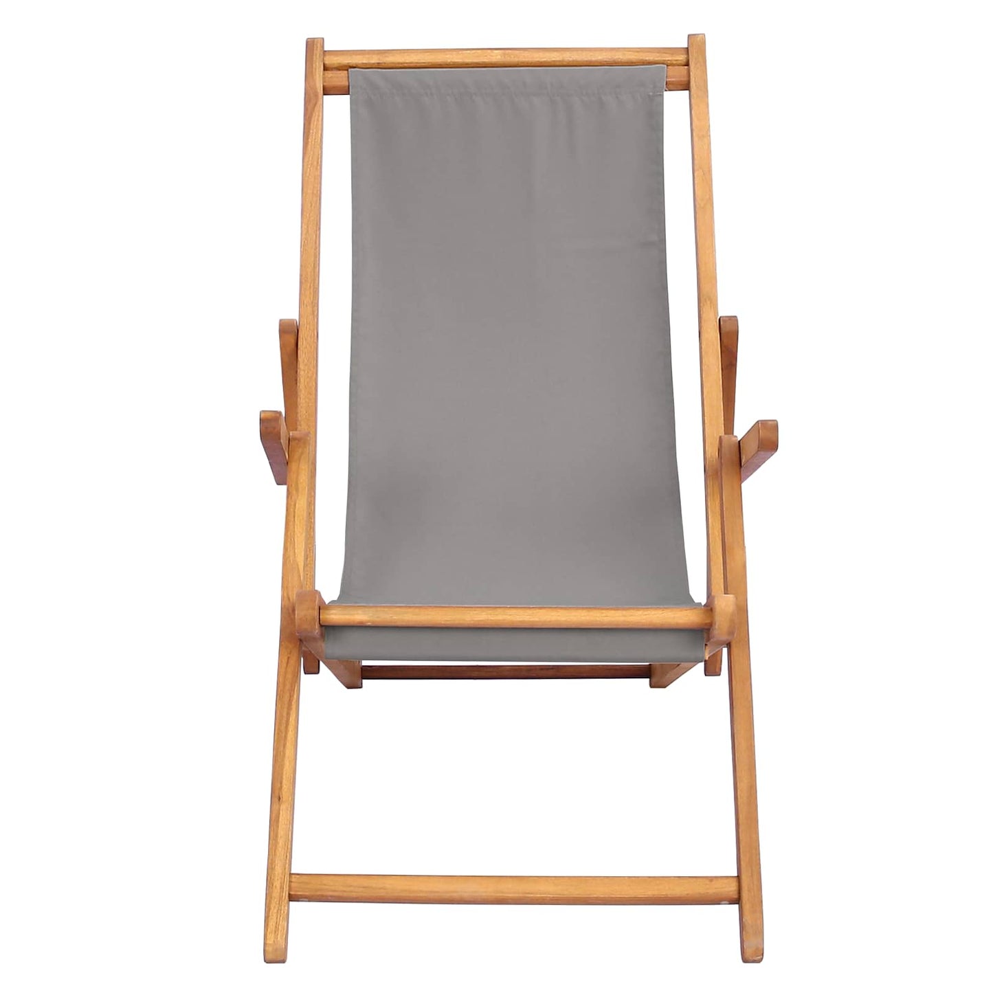 vidaXL Beach Chair Light Grey Solid Teak Wood 3