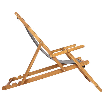 vidaXL Beach Chair Light Grey Solid Teak Wood 4