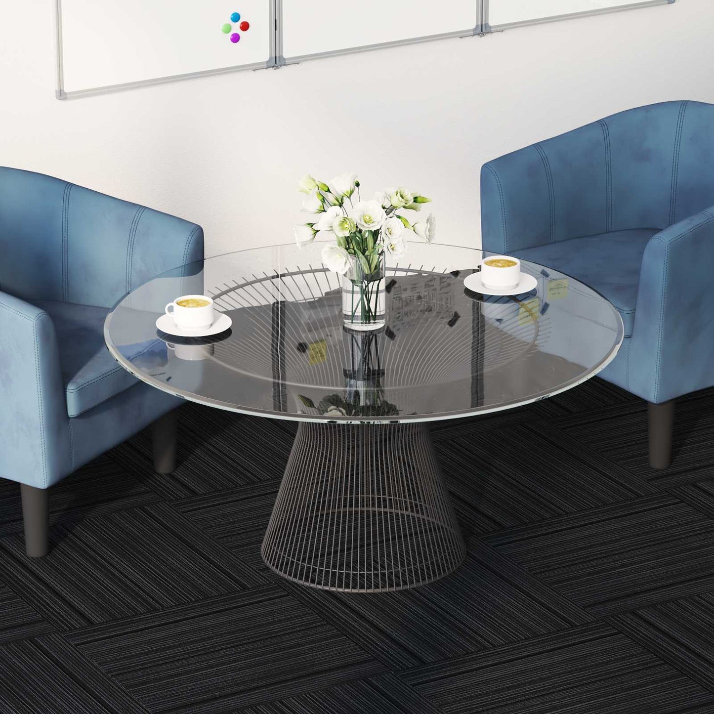 vidaXL Carpet Tile Striped Light Grey 50 x 50 cm 20 pcs PP and Bitumen 1