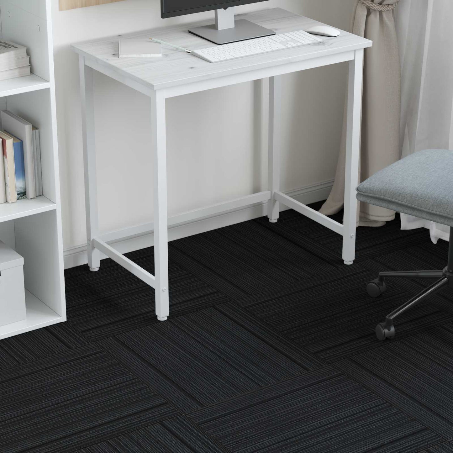 vidaXL Carpet Tile Striped Light Grey 50 x 50 cm 20 pcs PP and Bitumen 4