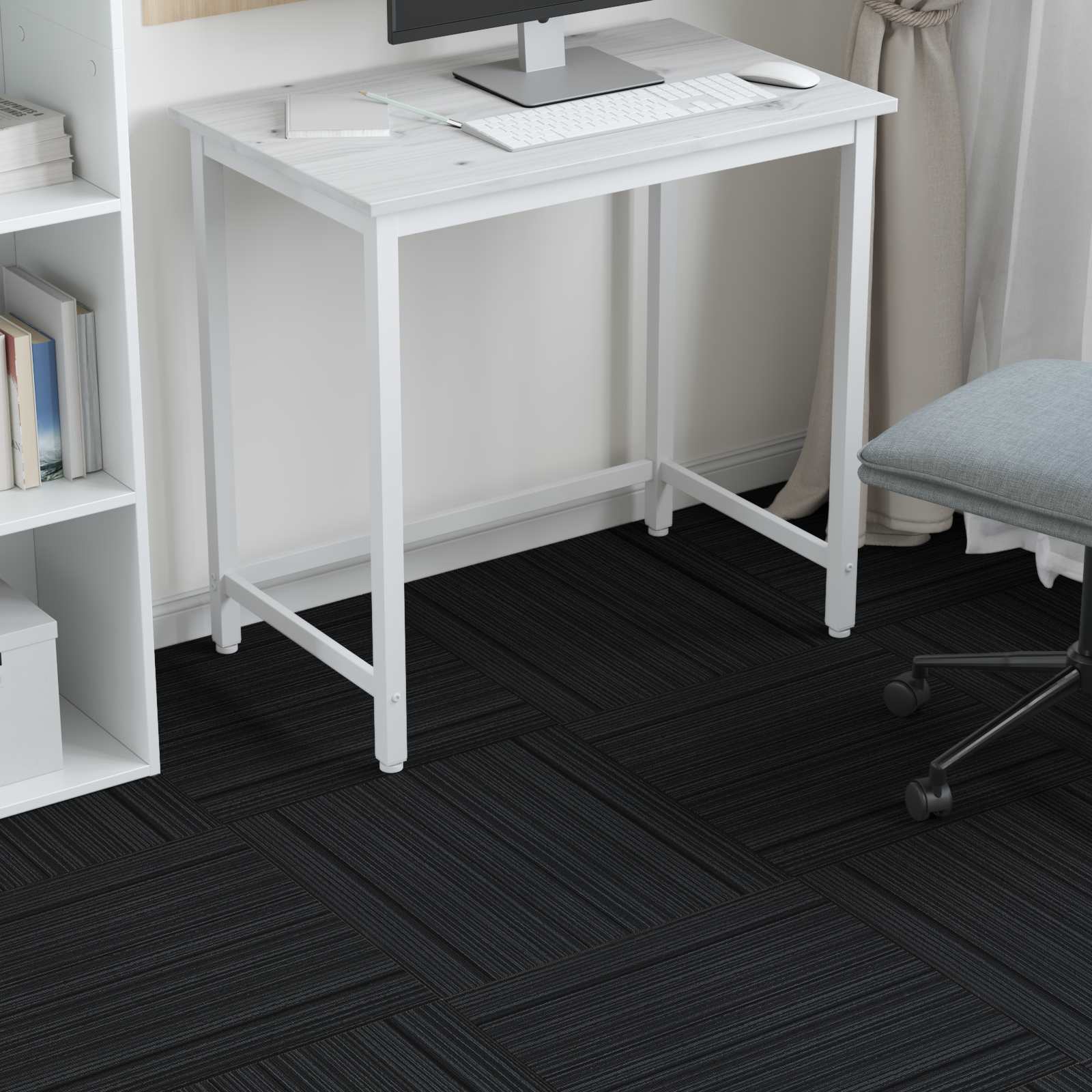 vidaXL Carpet Tile Striped Light Grey 50 x 50 cm 20 pcs PP and Bitumen 4