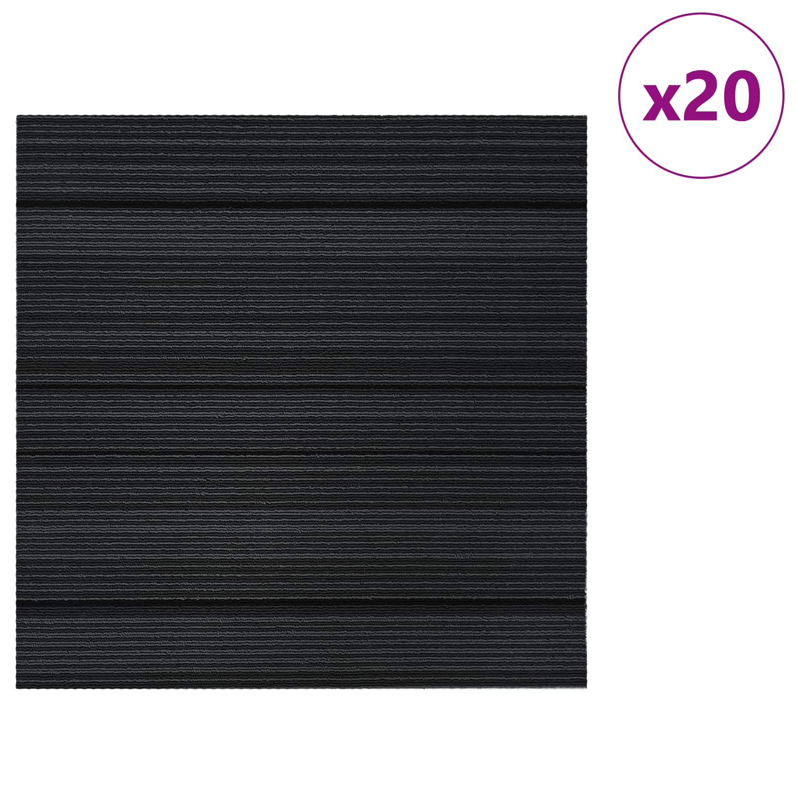 vidaXL Carpet Tile Striped Light Grey 50 x 50 cm 20 pcs PP and Bitumen 3