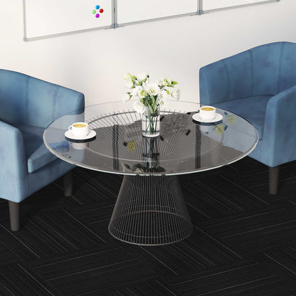vidaXL Carpet Tile Striped Dark Grey 50 x 50 cm 20 pcs PP and Bitumen 1