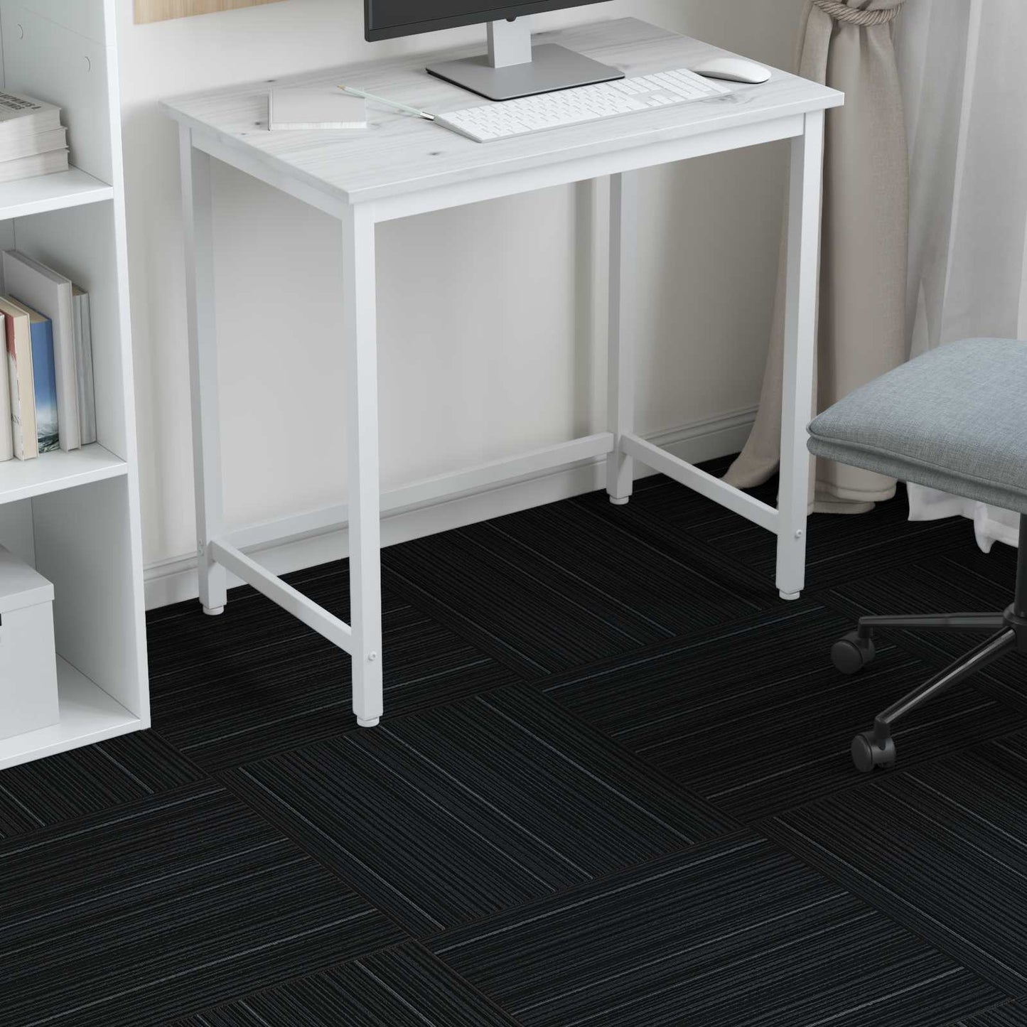 vidaXL Carpet Tile Striped Dark Grey 50 x 50 cm 20 pcs PP and Bitumen 4