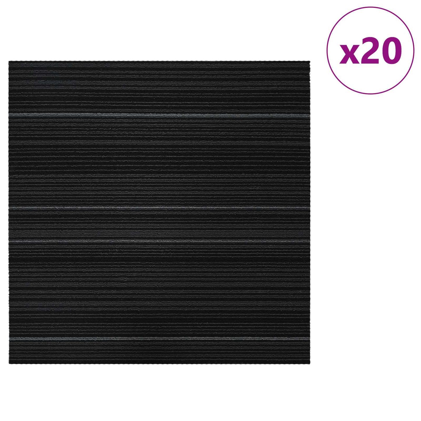vidaXL Carpet Tile Striped Dark Grey 50 x 50 cm 20 pcs PP and Bitumen 3