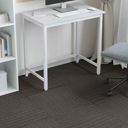 vidaXL Carpet Tile Striped Dark Brown 50 x 50 cm 20 pcs PP and Bitumen 4