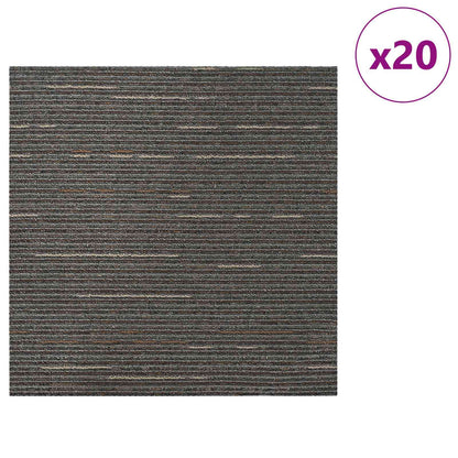 vidaXL Carpet Tile Striped Dark Brown 50 x 50 cm 20 pcs PP and Bitumen 3