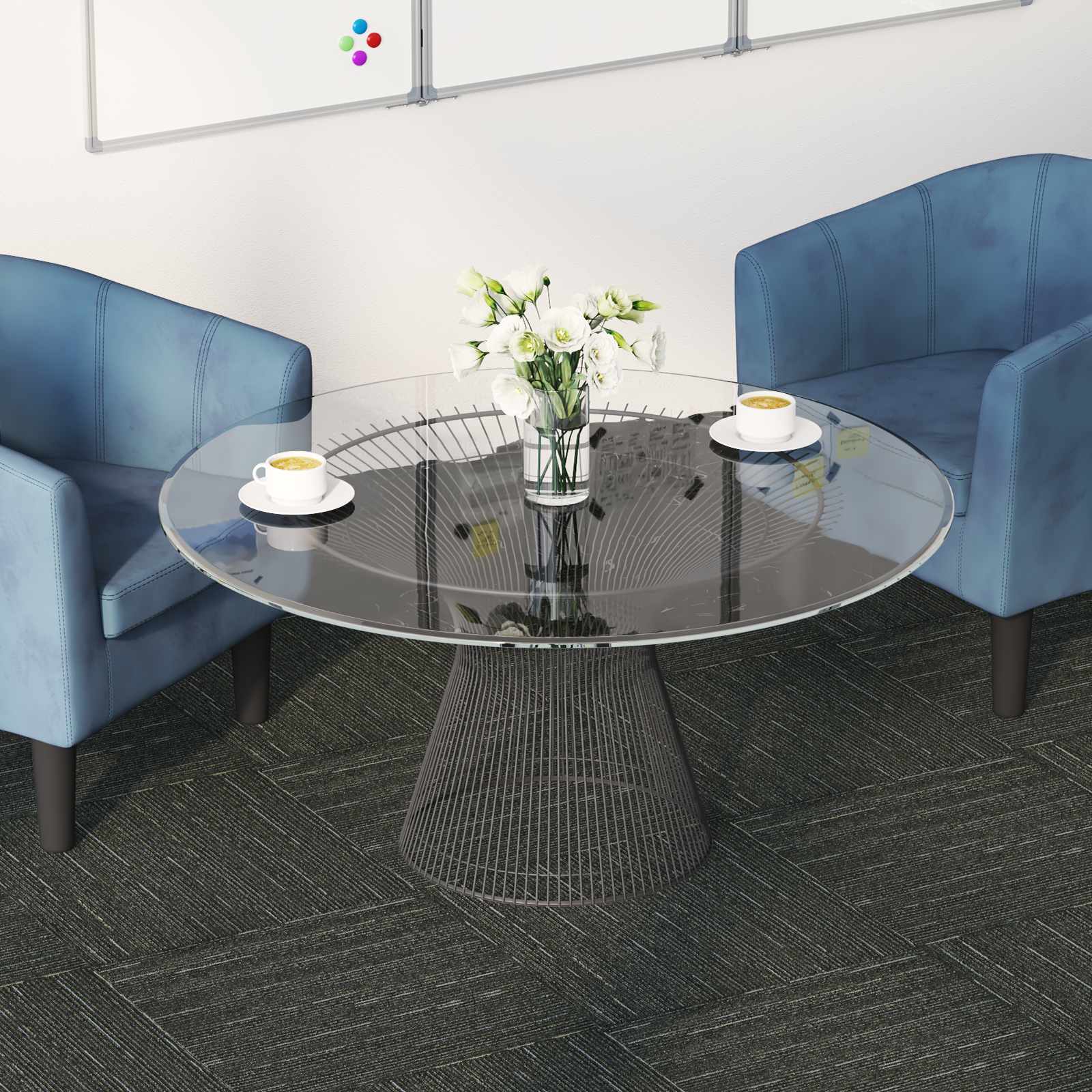 vidaXL Carpet Tile Striped Light Green 50 x 50 cm 20 pcs 1