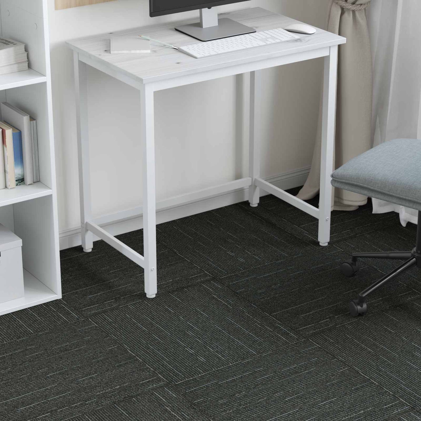 vidaXL Carpet Tile Striped Light Green 50 x 50 cm 20 pcs 4