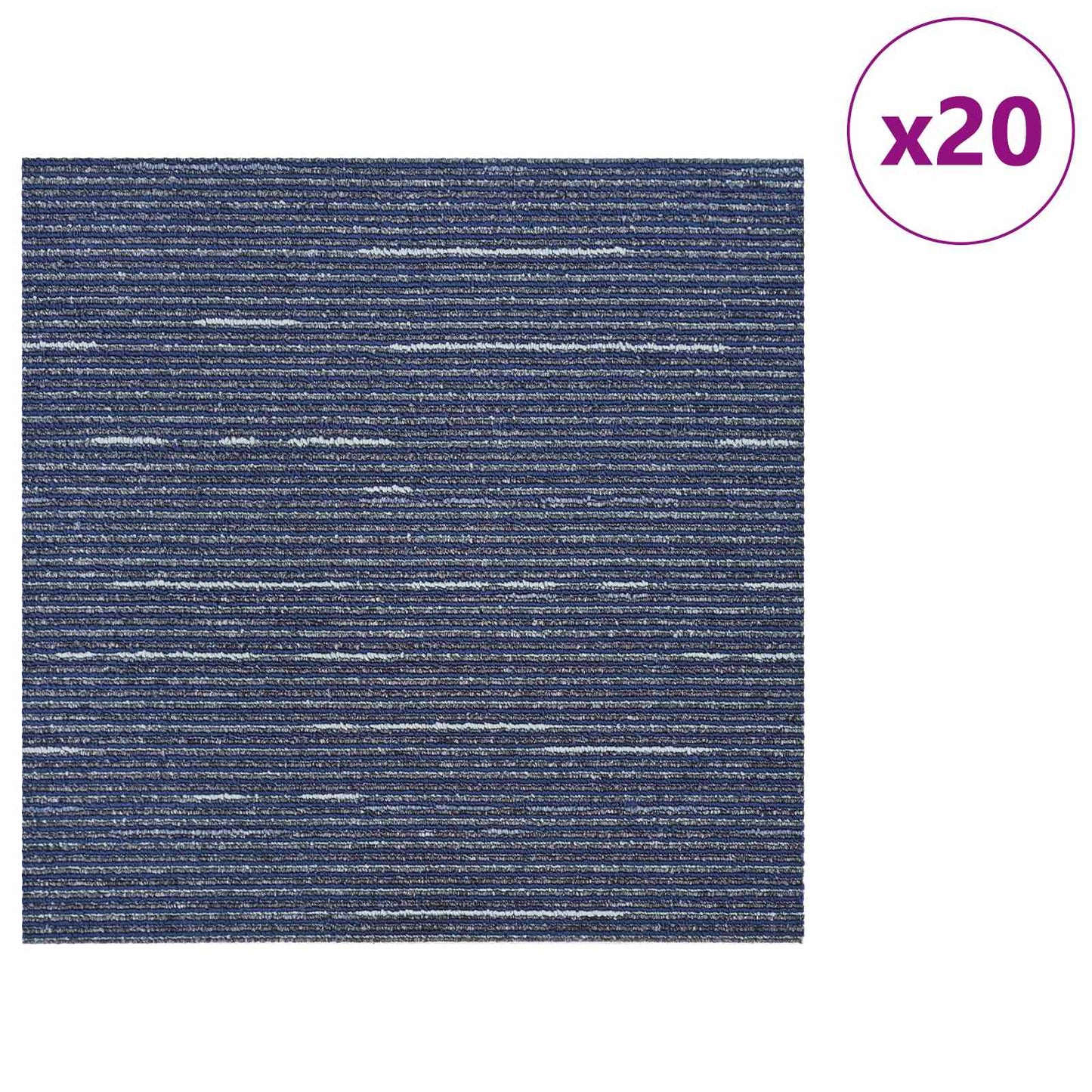 vidaXL Carpet Tile Striped Blue 50 x 50 cm 20 pcs PP and Bitumen 3