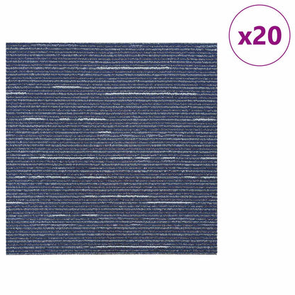vidaXL Carpet Tile Striped Blue 50 x 50 cm 20 pcs PP and Bitumen 3
