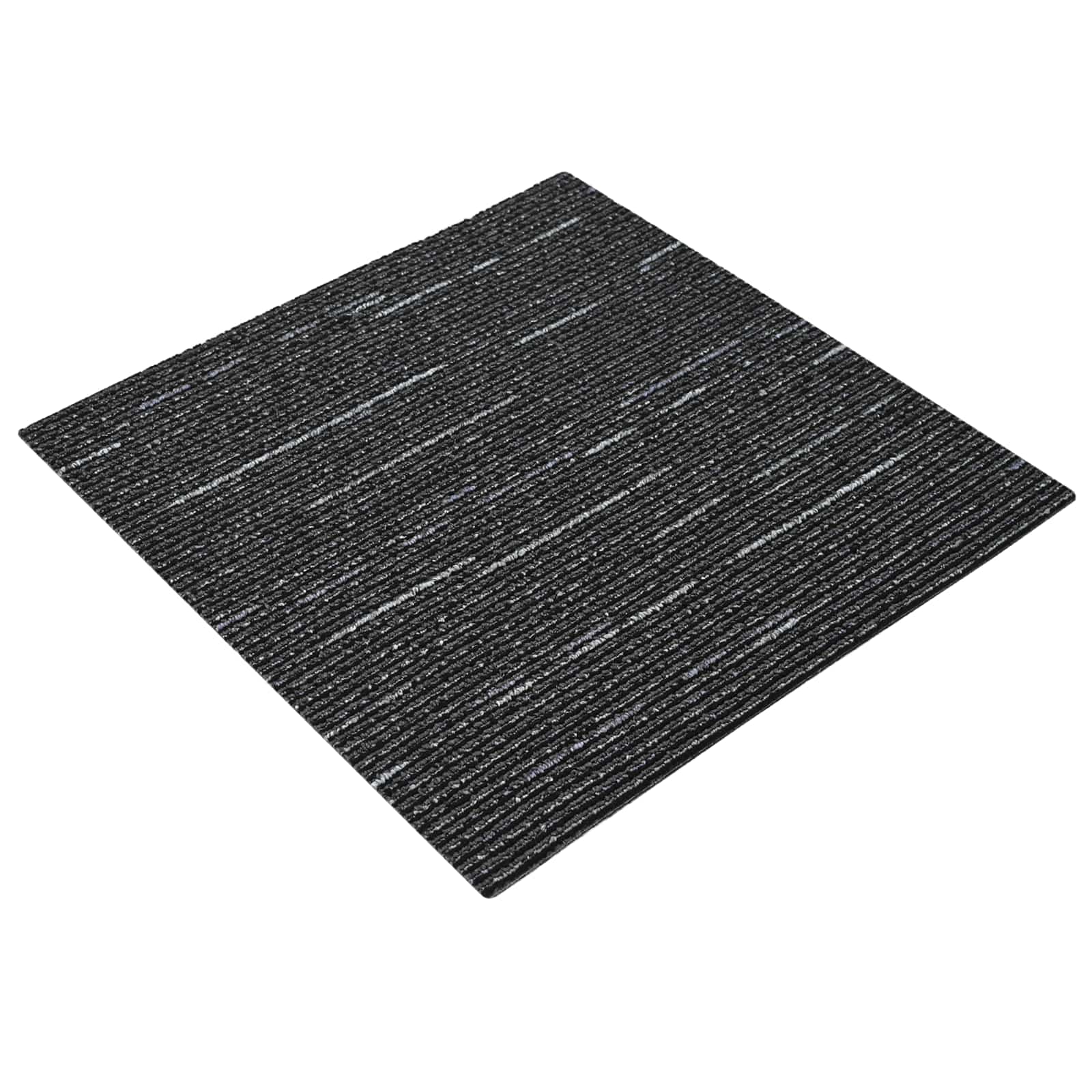 vidaXL Carpet Tile Striped Black 50 x 50 cm 20 pcs PP and Bitumen 2