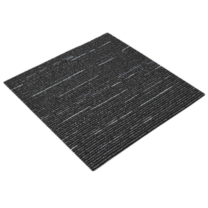 vidaXL Carpet Tile Striped Black 50 x 50 cm 20 pcs PP and Bitumen 2