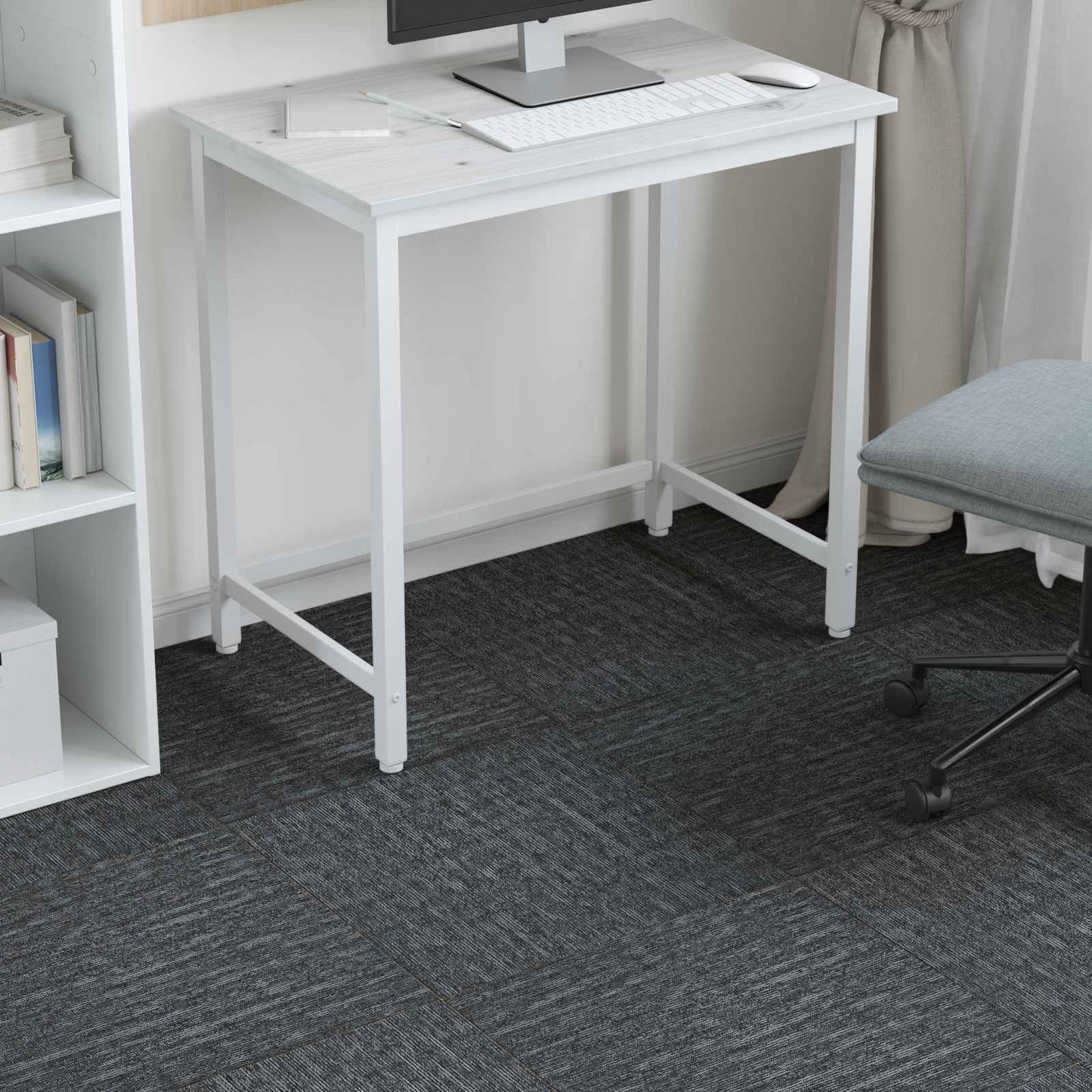vidaXL Carpet Tile Sky Grey 50 x 50 cm 20 pcs PP and Bitumen 4