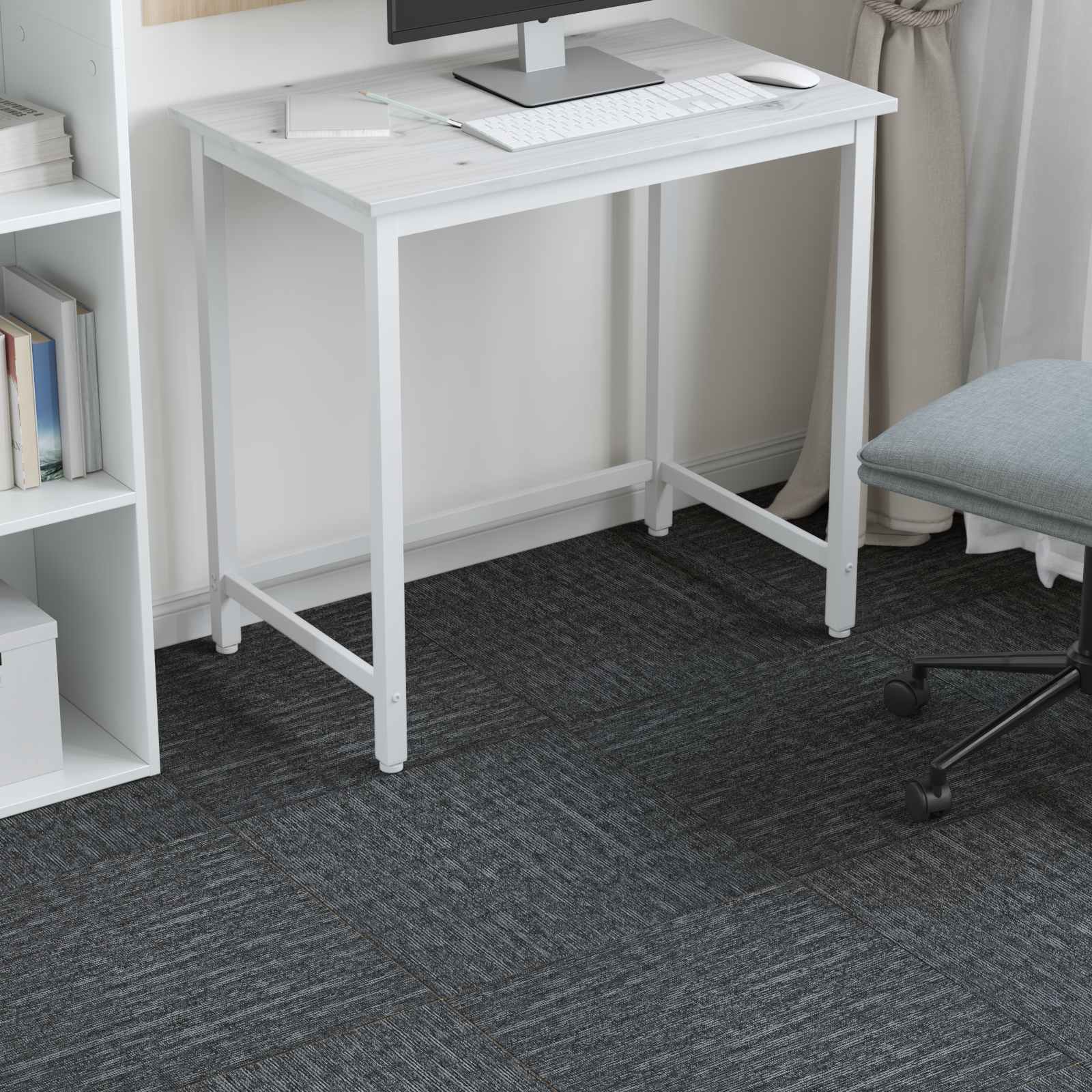 vidaXL Carpet Tile Sky Grey 50 x 50 cm 20 pcs PP and Bitumen 4