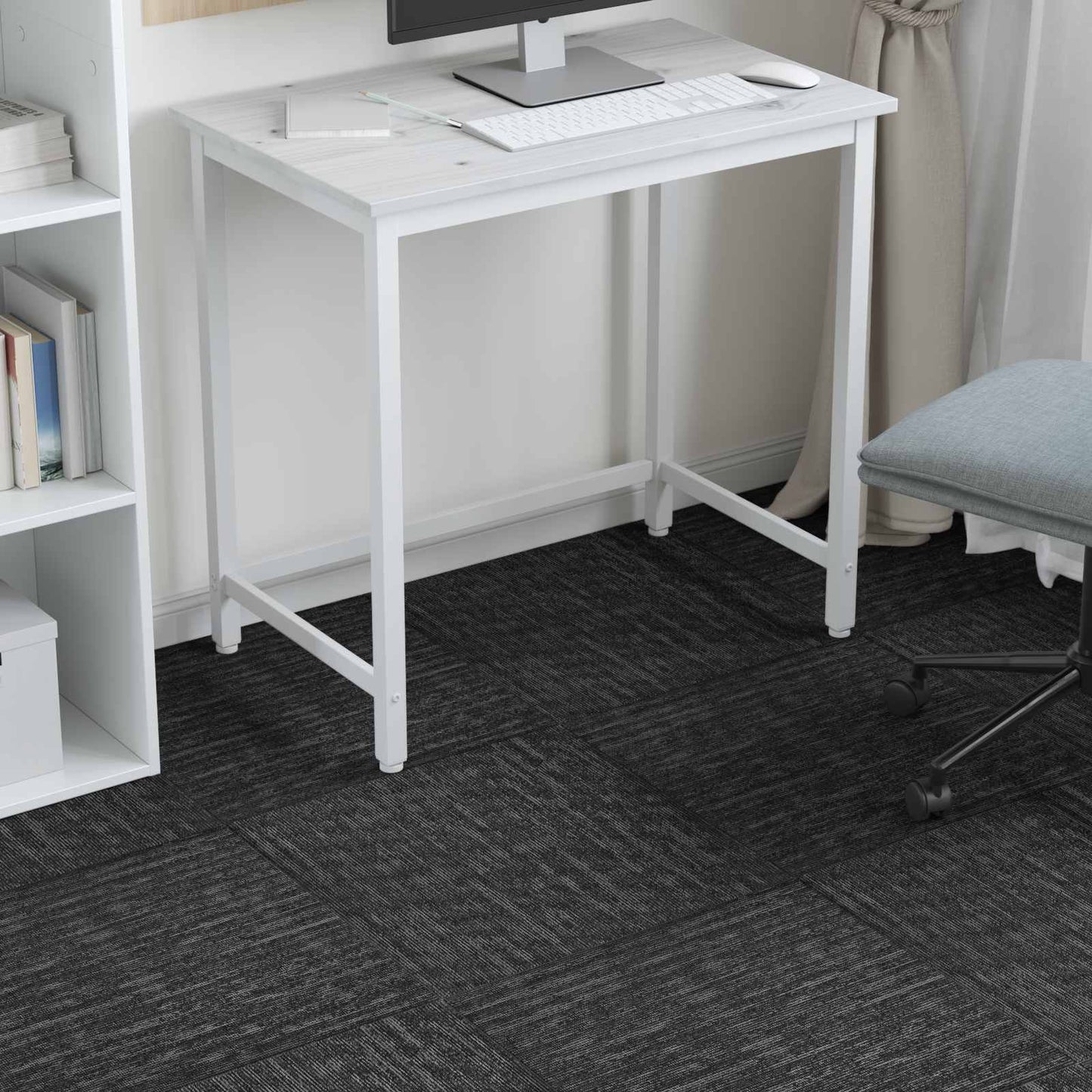 vidaXL Carpet Tile Charcoal Grey 50 x 50 cm 20 pcs PP and Bitumen 4