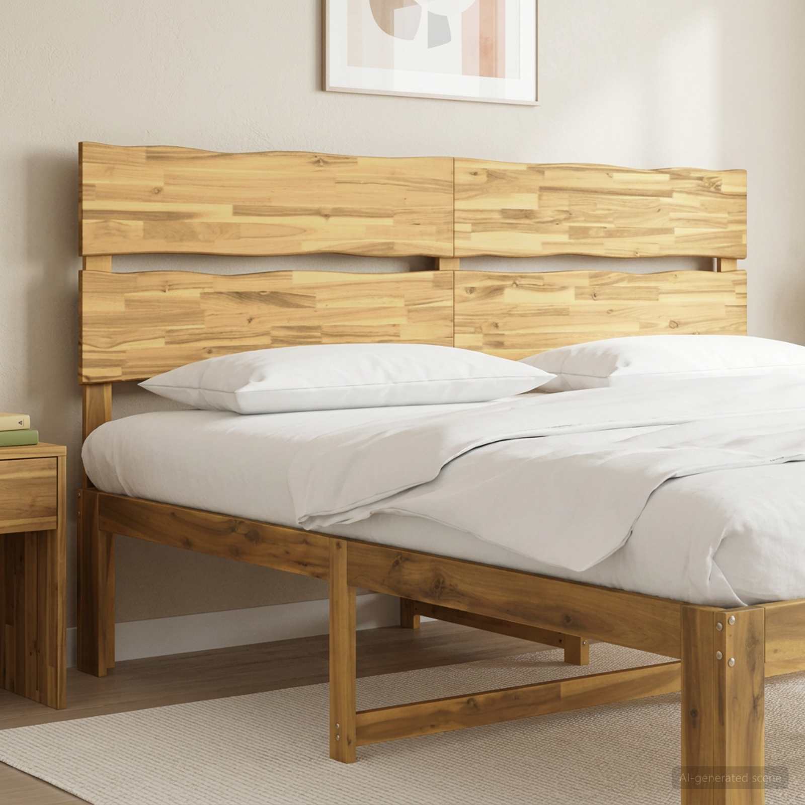 vidaXL Live Edge Headboard ROSTOCK White 180 cm Solid Acacia Wood 1