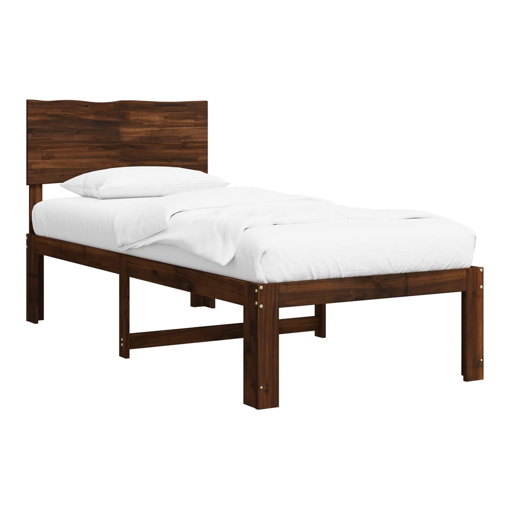 Double Bed Frame with Headboard ROSTOCK Length 200 cm Dark Brown 80 cm