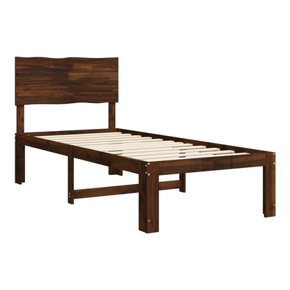 Double Bed Frame with Headboard ROSTOCK Length 200 cm Dark Brown 80 cm