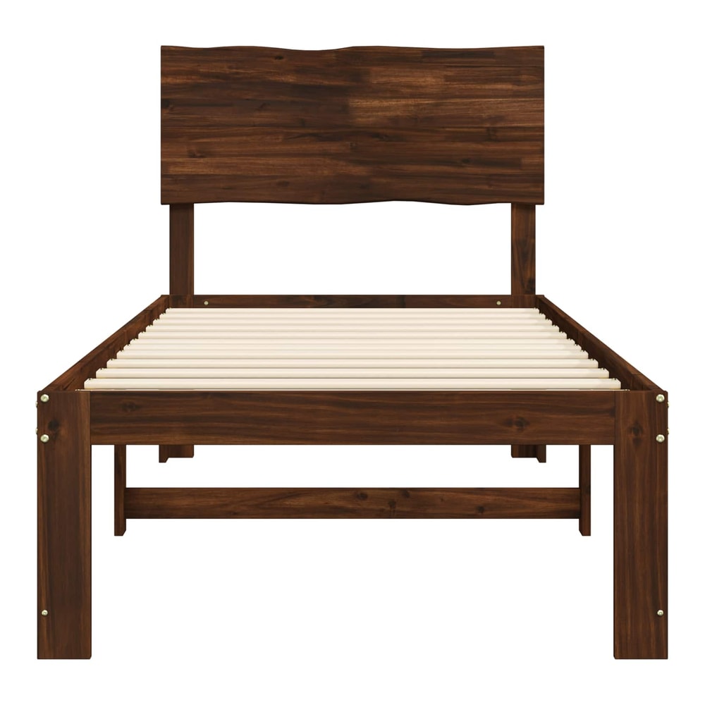 Double Bed Frame with Headboard ROSTOCK Length 200 cm Dark Brown 80 cm