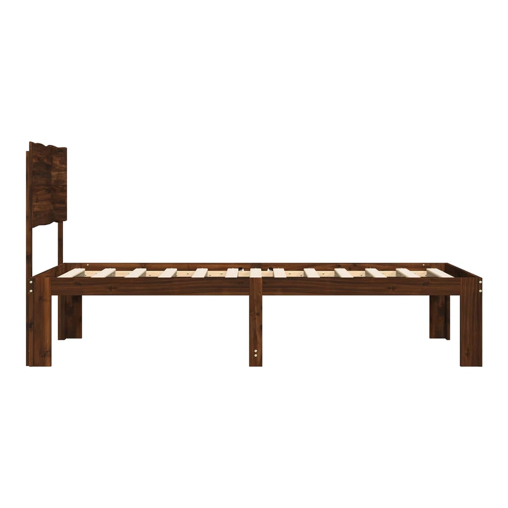 Double Bed Frame with Headboard ROSTOCK Length 200 cm Dark Brown 80 cm