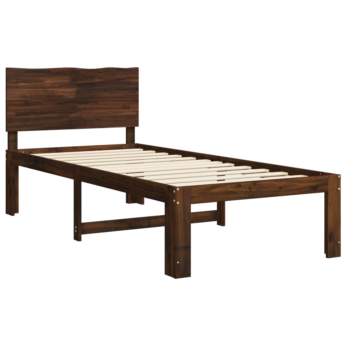 vidaXL Single Bed Frame with Headboard ROSTOCK Dark Brown 75 x 190 cm 3