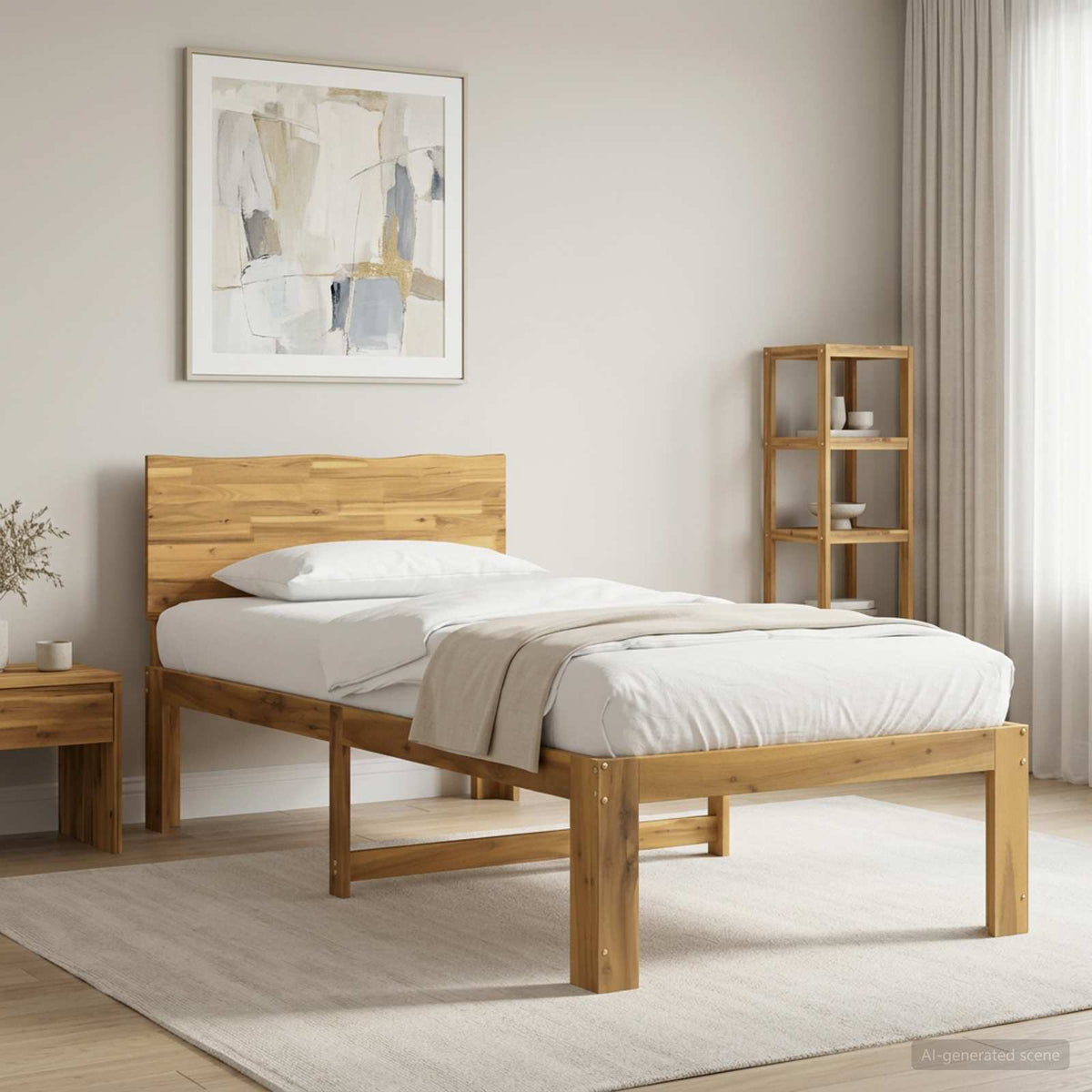 vidaXL Single Bed Frame with Headboard ROSTOCK Whitewash 75 x 190 cm 1
