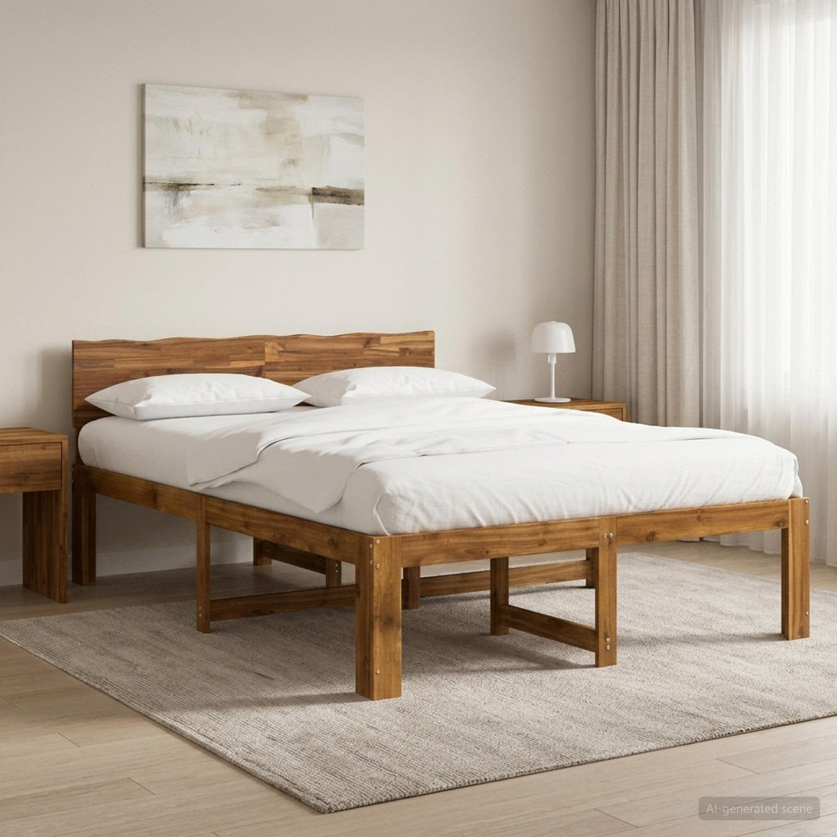 vidaXL Double Bed Frame with Headboard ROSTOCK Length 190 cm