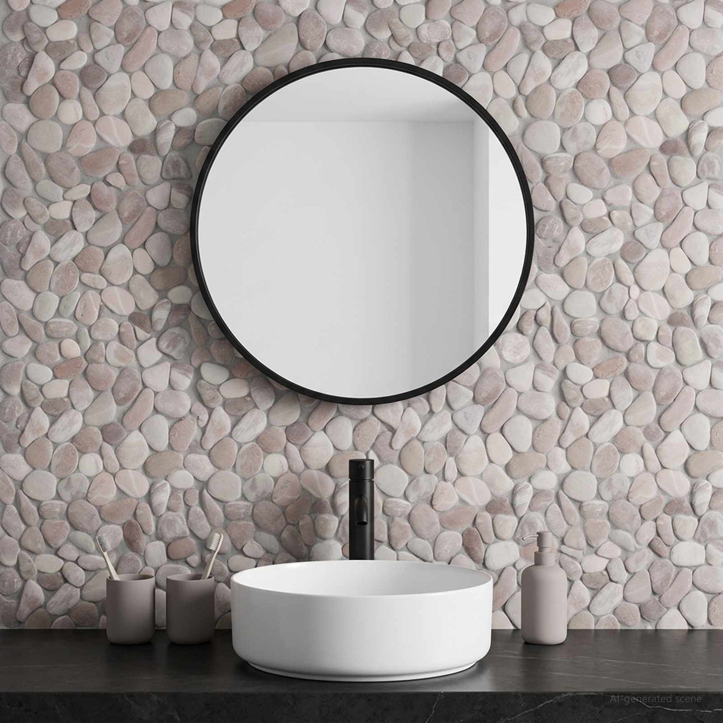 vidaXL Pebble Tiles Beige and Pale Pink 30 x 30 cm River Pebble 1