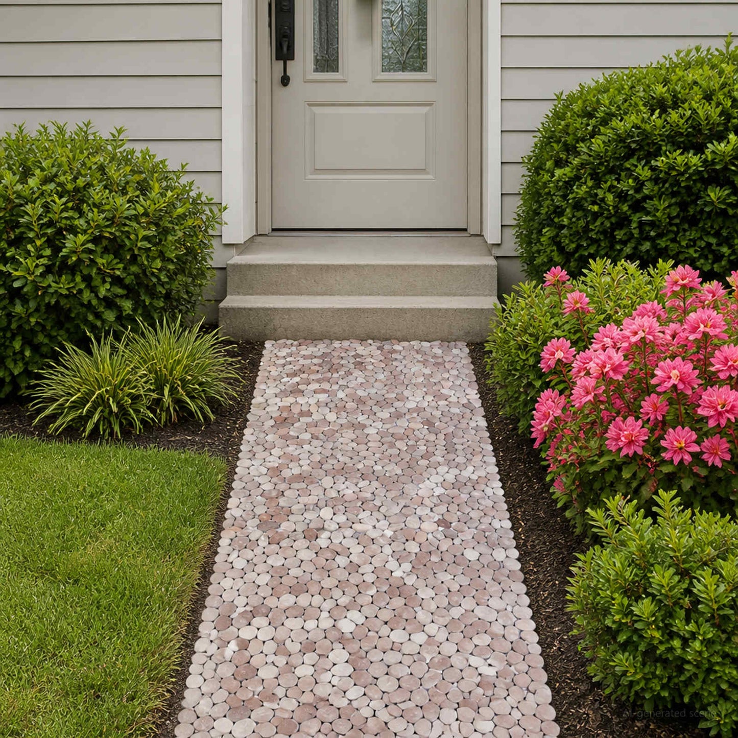 vidaXL Pebble Tiles Beige and Pale Pink 30 x 30 cm River Pebble 3