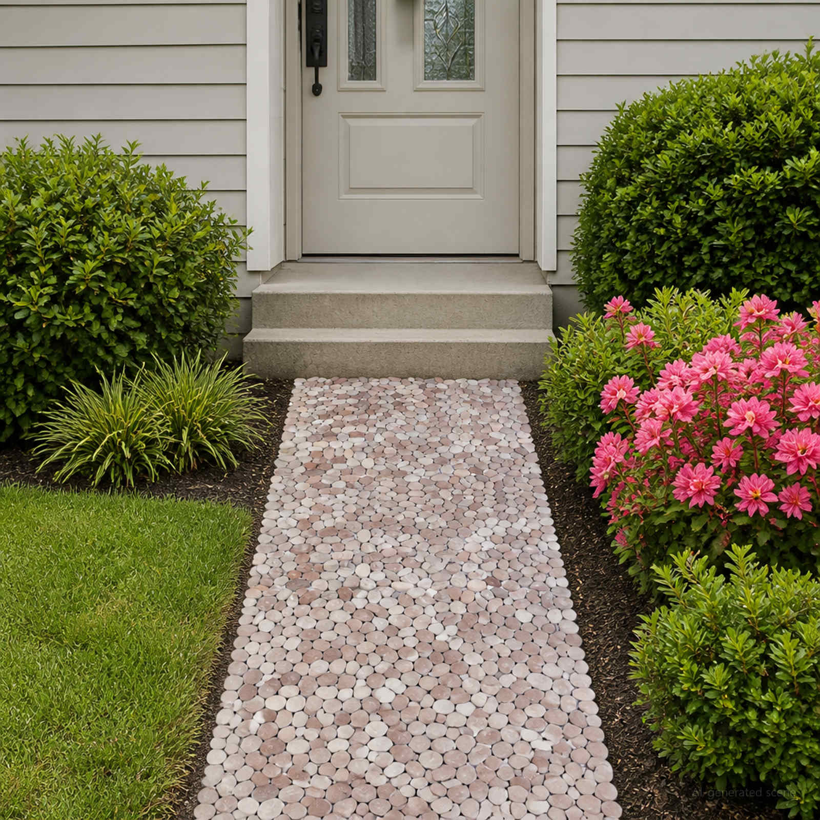 vidaXL Pebble Tiles Beige and Pale Pink 30 x 30 cm River Pebble 3