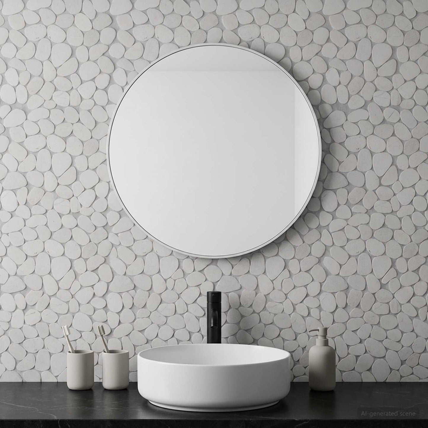 vidaXL Pebble Tiles White 30 x 30 cm River Pebble 3